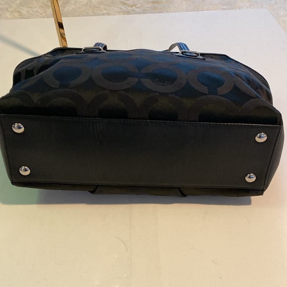 Coach Taylor Alexis Satchel Black with Brown C Logo Jacquard - Picture 8 of 11